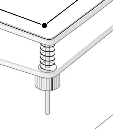 Close-up of the front right leveling knob under the bed