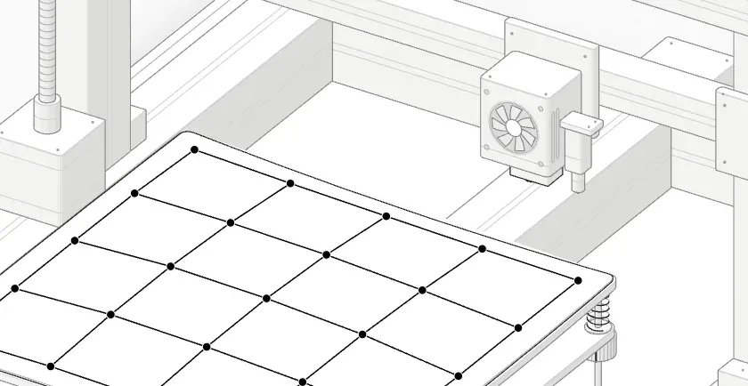 Close-up of the height mesh drawn on the bed