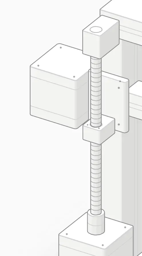 Close-up of the Z motor and lead screw