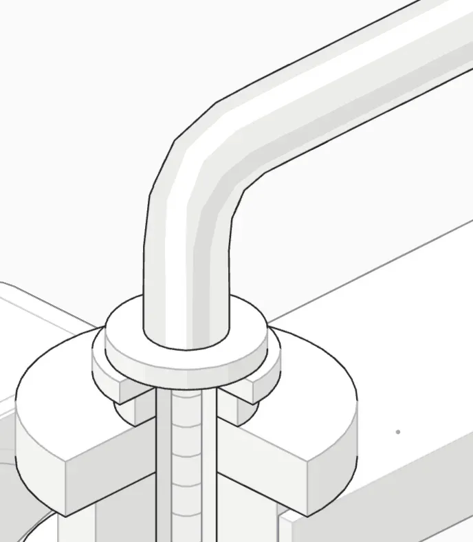 Close-up of the Bowden tube entering the push-fit collet