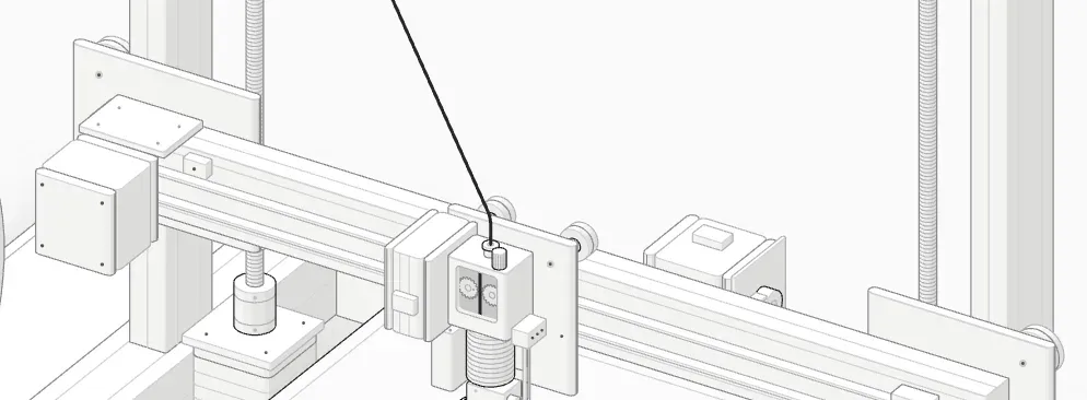 The X gantry beam carrying the print head