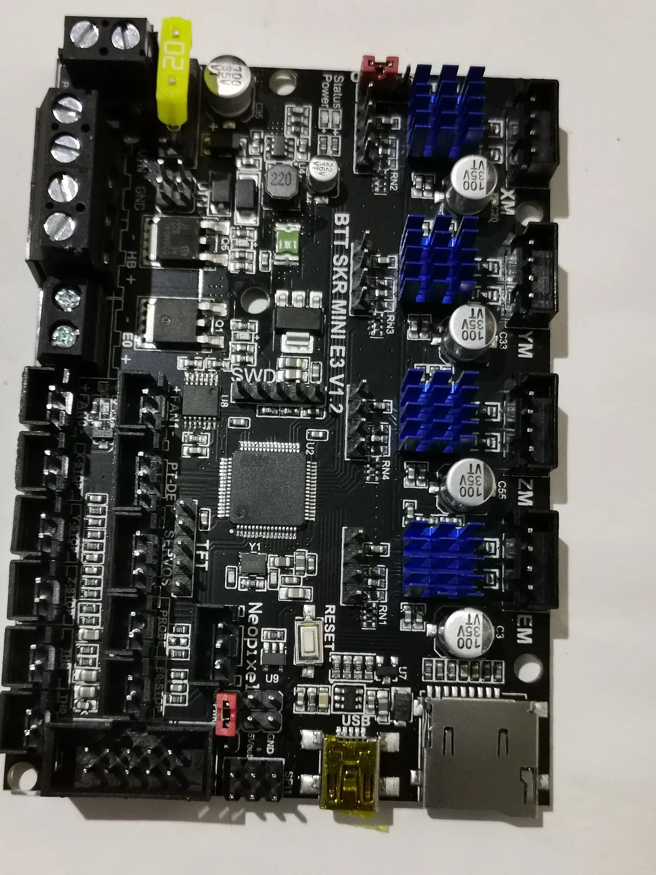 Close-up of a printer mainboard with stepper drivers