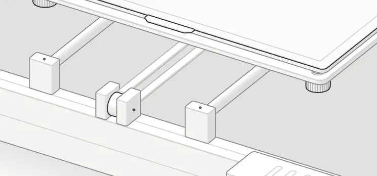 The Y axis rods and bearing blocks under the bed