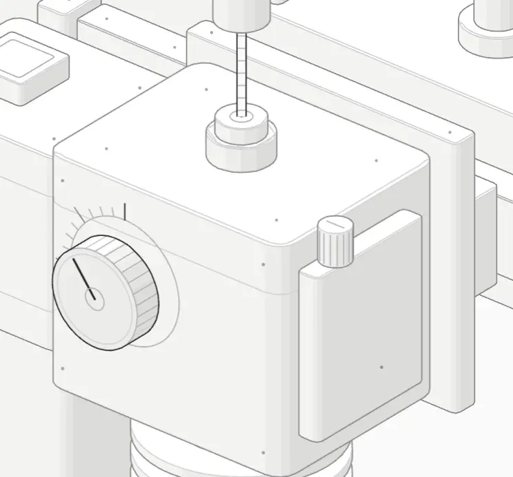 Close-up of the direct drive extruder and its retraction dial