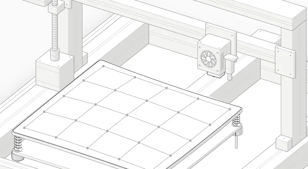 Bed with the front left knob turned −⅛ turn, mesh out of date