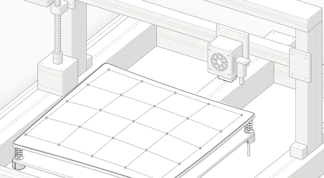 Bed with the front left knob turned −½ turn, mesh out of date