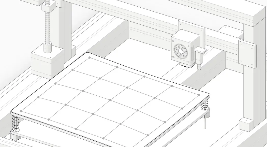 Bed with the front left knob turned +⅛ turn, mesh out of date