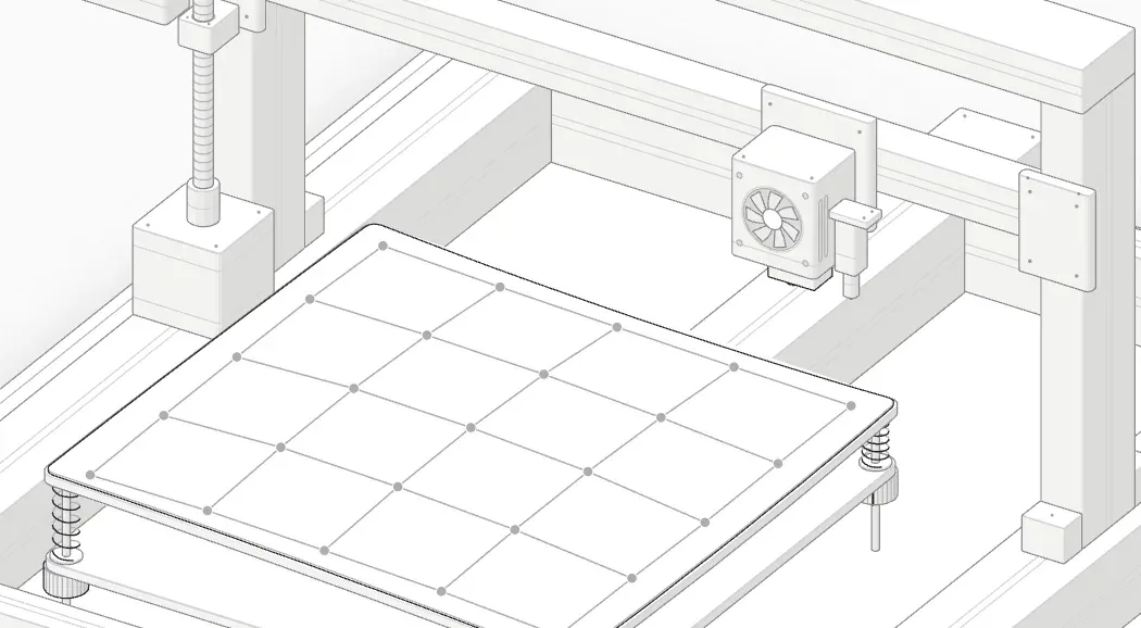 Bed with the front left knob turned +¼ turn, mesh out of date