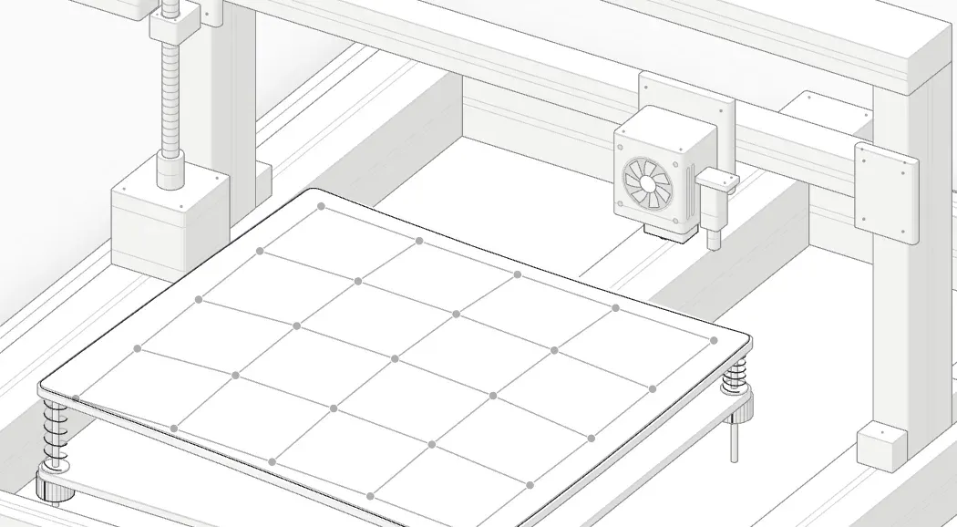 Bed with the front left knob turned +½ turn, mesh out of date