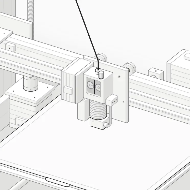 The print head and part at layer 1 of 225