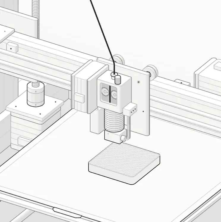 The print head and part at layer 50 of 225