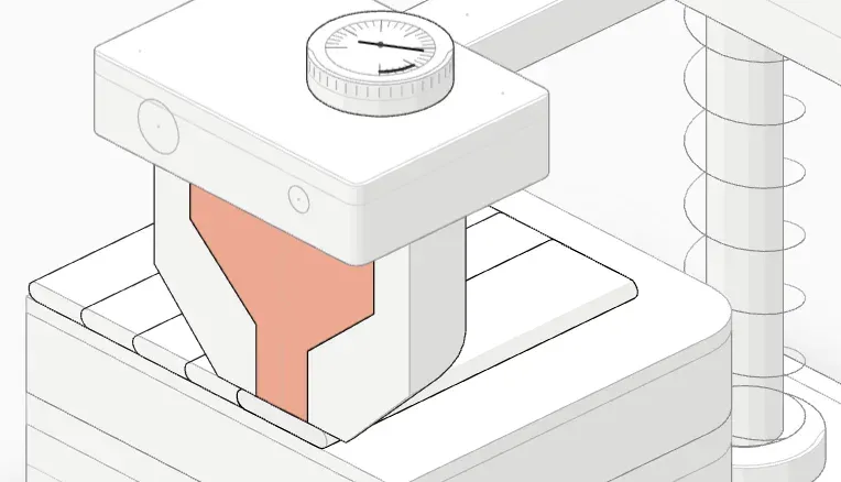 Nozzle tip and first-layer line cross-section with Z offset −0.08 mm