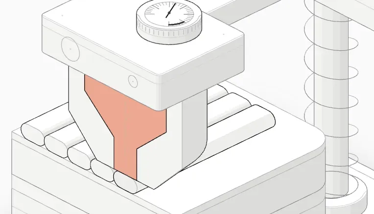 Nozzle tip and first-layer line cross-section with Z offset +0.02 mm