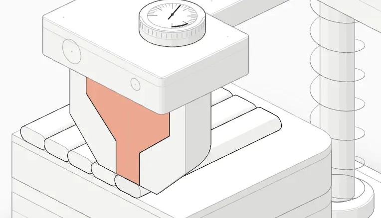 Cut-away of the nozzle tip and a good first-layer line cross-section